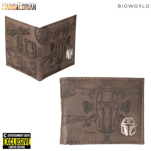 Star Wars Mandalorian  Etched PU Bi Fold Wallet Entertainment Earth Exclusive