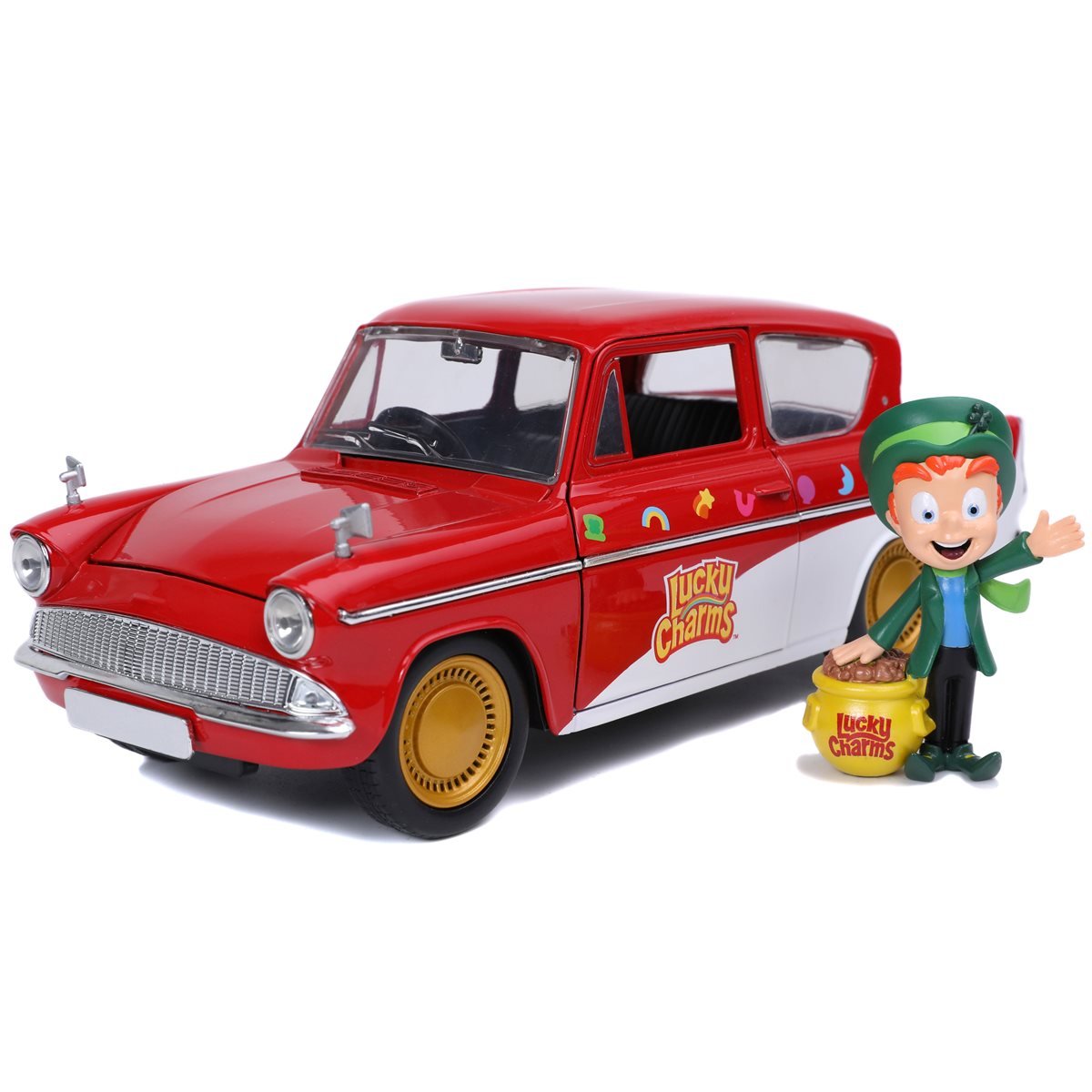 Hollywood Rides Lucky Charms 1959 Ford Anglia Die-Cast Metal Figure 1:24 Scale Vehicle